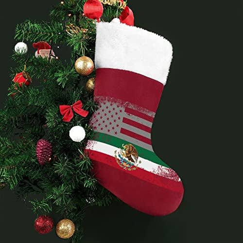 САЩ Мексико Крек Флаг Коледни Чорапи Отглеждане на Коледна Елха Дядо коледа Декорации Висящи Украса за Камината