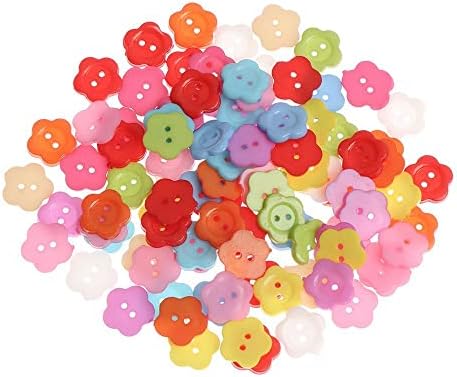 200шт Многоцветни Пластмасови Копчета за Шиене на Дрехи във Формата на Цвете за Детски Дрехи, Декоративни Аксесоари