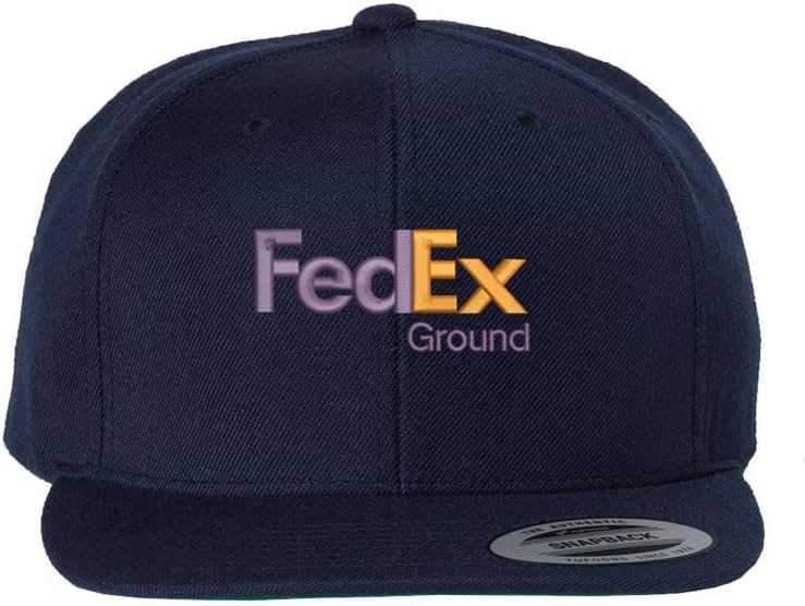 ALLNTRENDS Плосък Банкнота FedEx Ground Шапка С Бродерия на възстановяване на предишното положение Регулируема Шапка