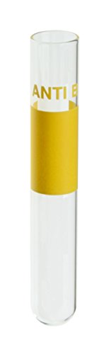 Пробирка за определяне на вида на кръвта Kimble Chase 60A10BZ4 borosilicate стъкло в жълт цвят с кодове Анти