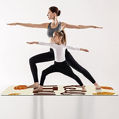 Дебел нескользящий постелката за йога и фитнес 1/4 с принтом Здравей Есен Есен за практикуване на Йога, Пилатес и фитнес на пода (61x183 см)