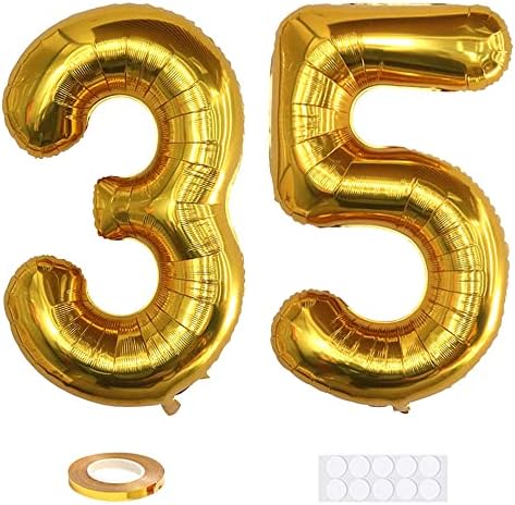 Балони с цифра 35 Xihuimay, 40-инчов Цифров Балон, Азбука, 35 Балони за рождения Ден, Цифра, 35 Хелий балон,