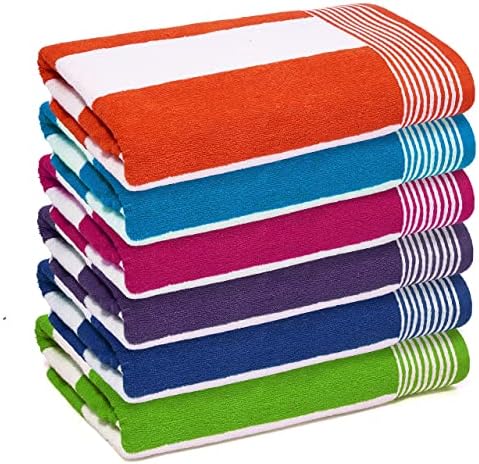 Хавлиени кърпи за баня Cabana от памук, Быстросохнущий комплект от 6 опаковки (за 30 x 60)- Cabana Stripe