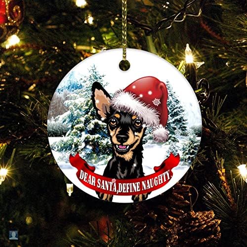 Коледни Кучета Украса За Коледната Елха 2022 Скъпи Дядо Коледа Определя Непослушно Двустранен Керамични Кръг