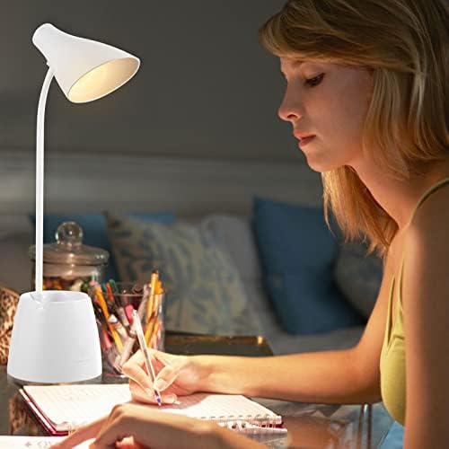 UOIXPUHUO Светодиодна Настолна лампа за вашия офис, Малка Настолна Лампа за грижа за очите с USB порт за зареждане