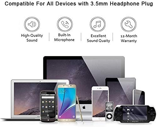 3 Комплекта жични слушалки 3,5 мм, слушалки в ушите, Втулки с шумоизолация с вграден микрофон и контрол на звука