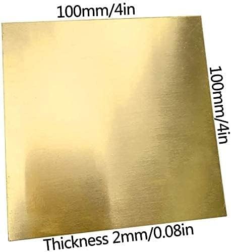Латунная Плоча Меден лист фолио, Месинг Лист с Дебелина 2 мм, за обработка на метали Занаят САМ, Различни спецификации