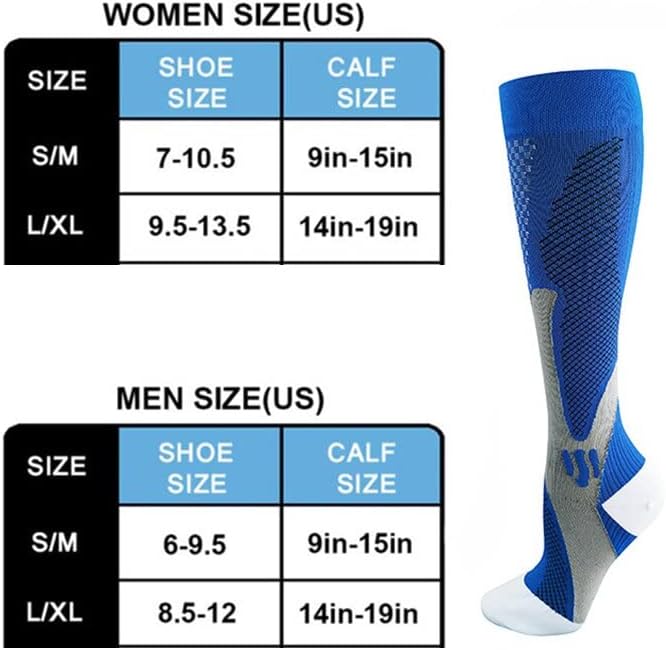 Работно налягане спортни чорапи за мъже и жени, дишащи спортни чорапи медицински чорапи против разширени вени