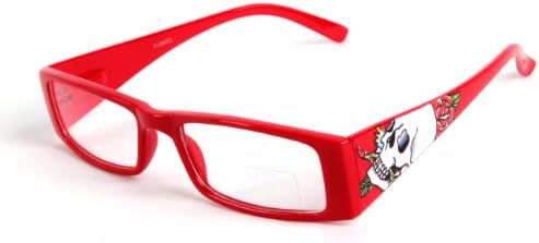 Прозрачни очила в стил олдскульных на 80-те години с принтом черепа 1260CL (Червено-Череп и роза)