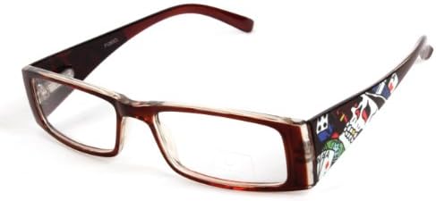 Прозрачни очила с принтом черепи в стил олдскульных 80-те 1260CL (Кафяв-Skull&Card)