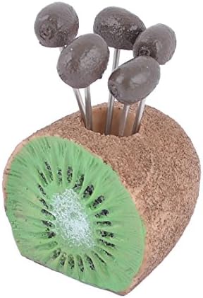 Qtqgoitem Инструмент за вилици за плодове под формата на плодове, 5 броя, кафе цвят с държач от смола (модел: