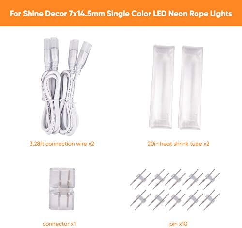Комплект Decor Shine включва свързващ комплект с комплект led неонови веревочных тела Студен бял цвят с дължина 5 Метра / 16,4 фута
