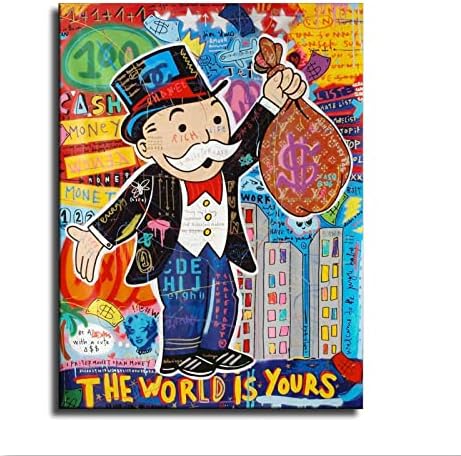 Светът на Алек Монопол-това е вашата картина с маслени бои, Плакат на дома за стена, Арт Деко, подарък, HD Печат,