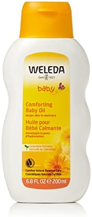 Успокояващ бебешко олио Weleda Baby Calendula, 6,8 Течни унции, Растителен грижи за дете с масла от невен, масло