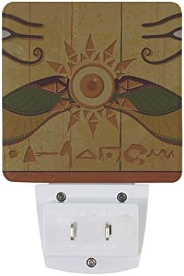 2 БР Plug-in led нощни лампи с древните египетски иероглифическими ночниками с Датчик от здрач до Зори Бяла