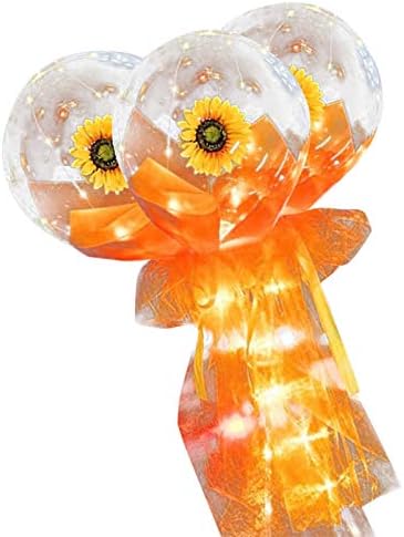 Led Светлинен Букет от Балони на Слънчогледа, Имитация на Цвете, Прозрачни балони, Свети Валентин За майки,