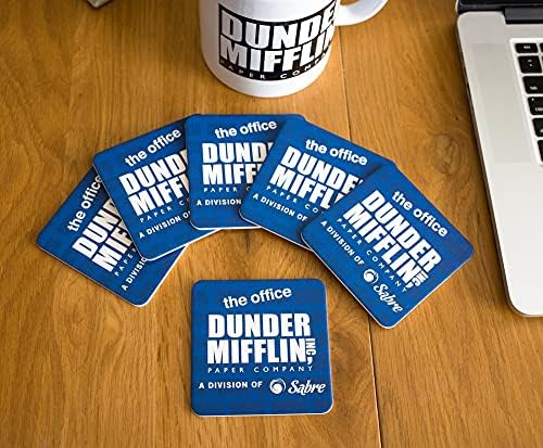 Офис Хартиени Подложки с логото на Dunder Mifflin за усвояване напитки, Комплект от 6 | Защита на плотове За