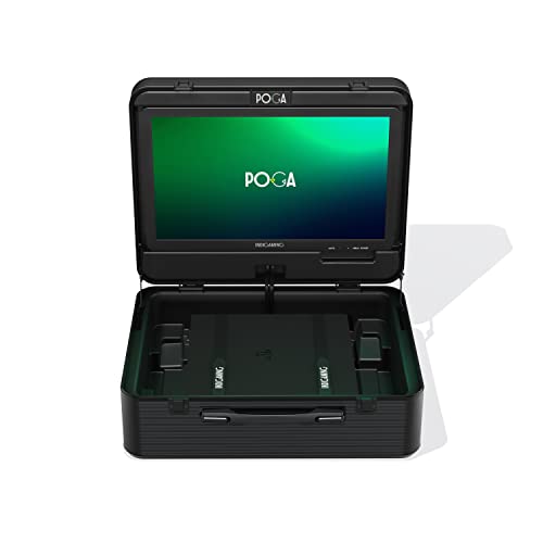 Универсален алуминиев калъф POGA ARC с 19-инчов монитор и чанта за оборудване за PlayStation 5 (PS5), Xbox Series S, Xbox One X, PlayStation 4 (PS4 Pro и Слим) - черен