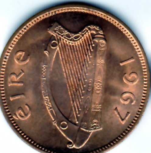 1967 Ирландия 1/2 Пени, UNC