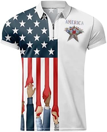 Polo ризи с Флага на САЩ за Мъже, Патриотични Фланелки на 4 юли, Летен Ежедневни Ризи с Къс Ръкав, Реколта Спортни