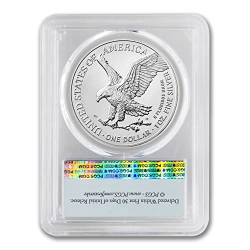 2023 (W) Монети с американски сребърен орел MS-70 с тегло 1 тройунция (Първият удар е нанесен в Уест Пойнт - етикет с флага) на стойност 1 милион 70 gbp