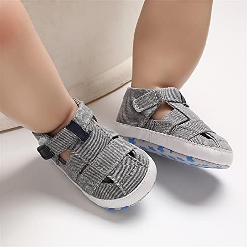 Модерна Лятна Меки обувки за яслите, Първите Сандали, Нескользящая Детски обувки, Детски Вязаная обувки (сив,