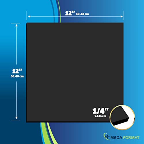Листове от разпенено PVC формат Mega Format - Твърд, черен лист 12 x 12 см diy, означения и дисплеи - PVC дъска