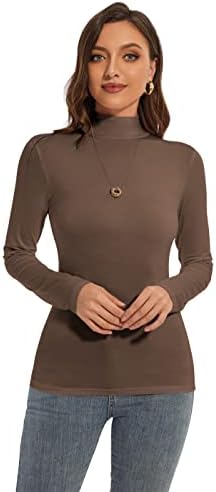 YepClick/ Дамски Блузи с имитация на Turtlenecks с дълги ръкави и висока воротом, Основни Стрейчевые Монтиране