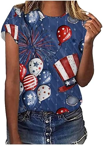 RbCulf Женска Тениска С Къс ръкав, Туника С Принтом на Деня на Независимостта, Потници, Дамски Тениски, 4 юли,