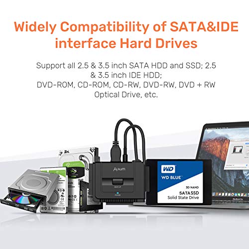 Конвертор Alxum USB 3.0 в IDE SATA, за универсални за 2.5 и 3.5 инчови SATA твърди диска SDD и IDE HDD, Адаптер