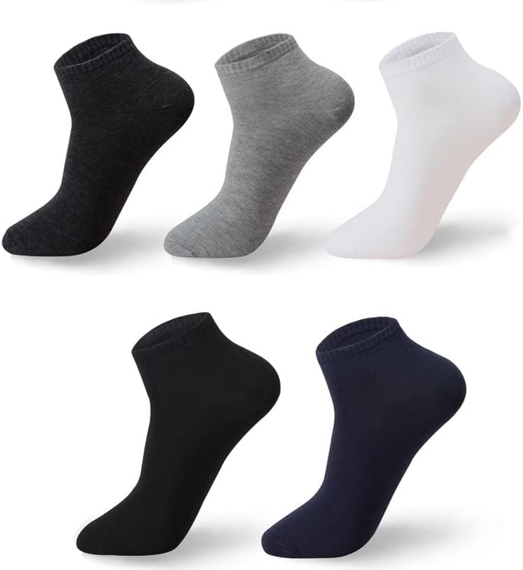 LIUZH, 10 чифта/лот Чорапи, Мъжки Ежедневни Дишащи Черно Бели Мъжки Памучни къси чорапи с голям размер (Цвят: