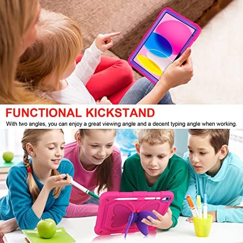 Калъф за iPad на 10-то поколение за деца и момичета, Калъф за iPad на 10-ти 2022 10.9 със Защитен екран, презрамка,