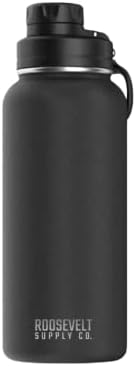 Roosevelt Supply Co. Случайна бутилка за вода с обем 32 грама с панти капак - за Многократна употреба Херметични бутилки за вода от неръждаема стомана с вакуумна изолация с дв