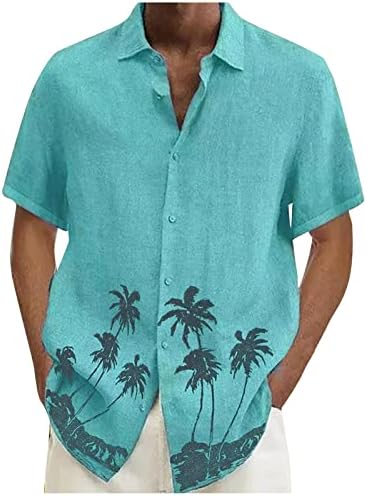 DuDubaby Мъжки Ежедневни Плажната Празнична Дрехи С Ревера, Модни Хавайски Облекло С Къси ръкави