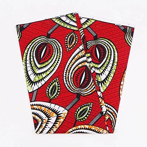 HLDETH, африканска плат с восъчен принтом, червен фон, памук материал за една вечерна рокля (цвят: както е показано,