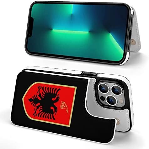 Герб Албанского хартата е Съвместим с калъф iPhone 13 Pro Max Кожен Портфейл с Притежателя на картата флип-надолу