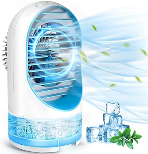 Преносим Вентилатор Климатик Персонален Охладител на Въздуха 3 Скорости на вятъра и 7 Цветен led Осветление