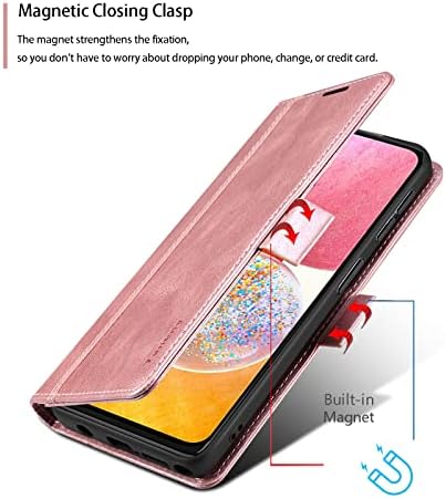 Taneny Калъф за Samsung Galaxy A54 5G, Луксозен калъф-портфейл от изкуствена кожа с RFID заключване, Държач