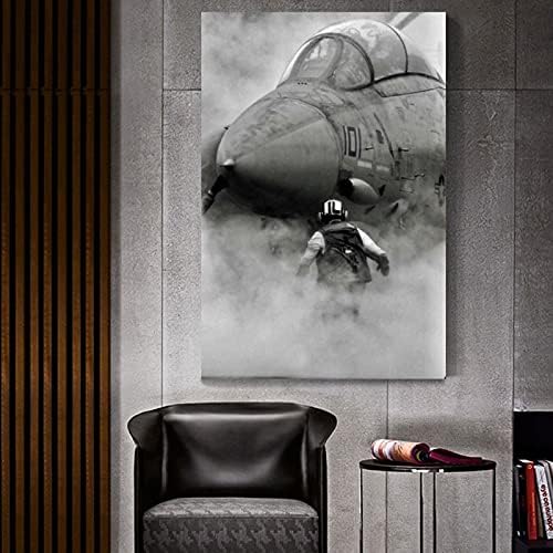 CellCase Военен самолет F-14 Tomcat Боец Мъгла Плакат Декоративна Живопис на Платното за монтаж на стена Арт Хол Плакати Спалня Картина 16 × 24 инча (40 х 60 см)