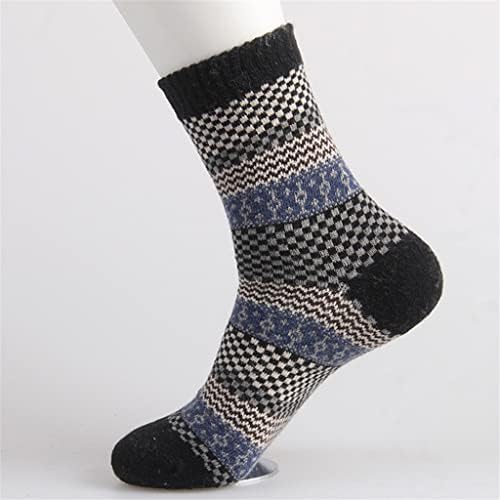 LIUZH, 5 чифта/лот, Мъжки чорапи, Зимни Дебели Топли вълнени чорапи на райета, Ежедневни Чорапи, Бизнес мъжки чорапи (Цвят: 5 двойки, Размер: Един размер)