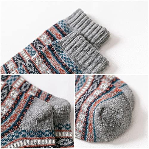 LIUZH, 5 чифта/компл., Бизнес Мъжки вълнени чорапи, изолирана Мъжки чорапи, Топли зимни ботуши в национален стил Ретро (Цвят: 5 двойки, Размер: Един размер)