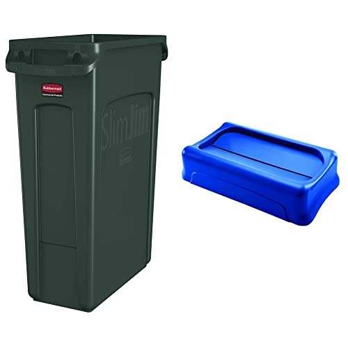 Rubbermaid Търговски продукти Правоъгълно Пластмасово кошче за боклук Slim Jim с вентилационни канали, 23 литра,
