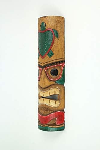 Набор от Zeckos от 3 Цветни Маски, ръчно изработени в хавайски Острова стил, от дърво В стил Тики за декора