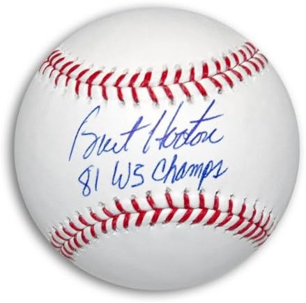 Бейзболен клуб MLB с автограф на Бърт Хутона и надпис 81 Шампион WS С автограф - Бейзболни топки с автографи