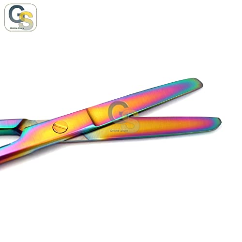 Комплект от 5 Многоцветни работни ножица Rainbow от титанов стомана Тъп/Blunt 5,5 Директни от Неръждаема Стомана,