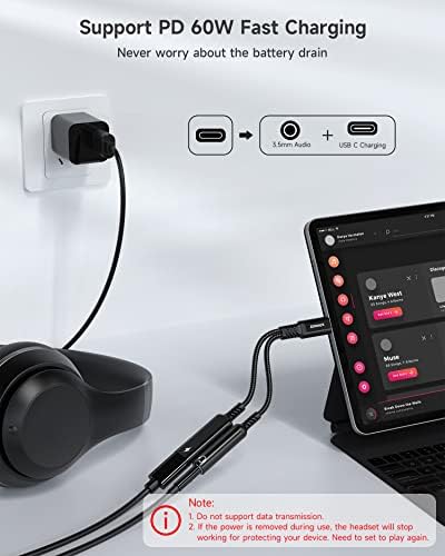 Адаптер за слушалки и зарядно устройство ZOOAUX от USB C до 3,5 мм аудио жак 2 в 1 от USB C до Aux с вход за