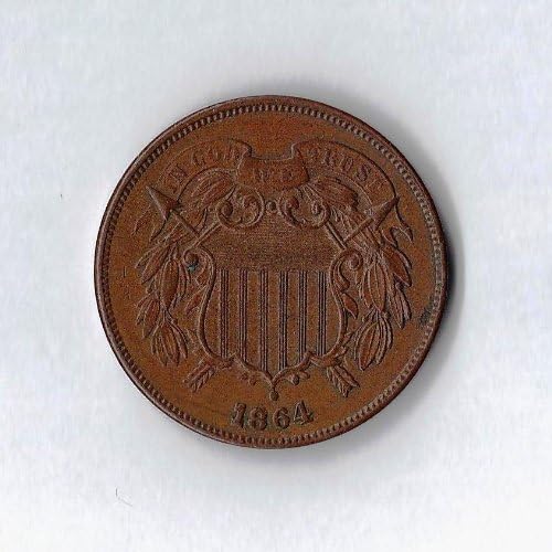 1864-1868 Двухцентовая Монета G/VG