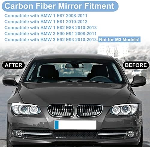 Подмяна на капаци врати огледала от карбон за BMW серия 3 E90 E91 E92 E93 съвместима с BMW серия 1 Е87 E81 E82