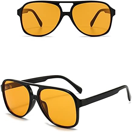 IKUVNA Vintage Слънчеви Очила-Авиатори за Жени, Мъжки слънчеви Очила от 70-те Години на Ретро Големи Жълти Лещи