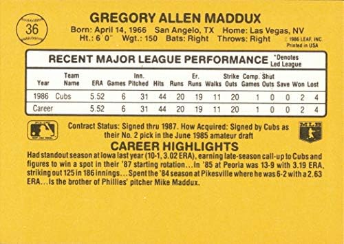 1987 Donruss Baseball 36 Картичка начинаещ Грег Мэддукса